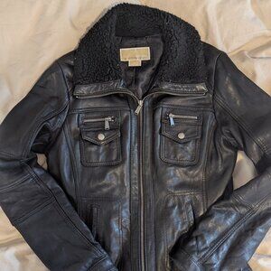 Michael Kors black leather jacket size medium